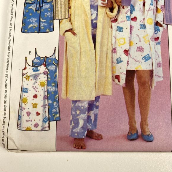 VTG Y2K McCalls 3446 SEWING Pattern Misses Loose Fitting Sleepwear Pajamas Robe - Picture 8 of 10